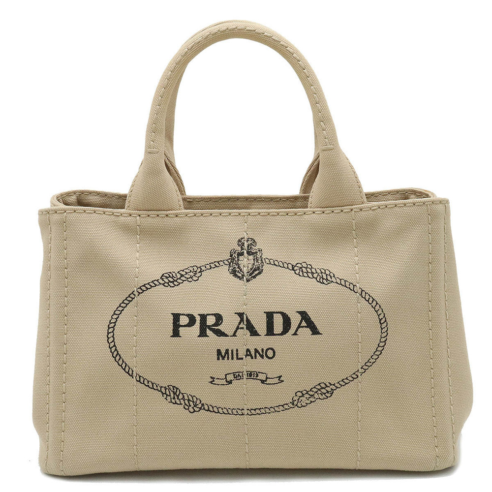 Prada Canapa Tote Bag Handbag Canvas CORDA Beige Cream